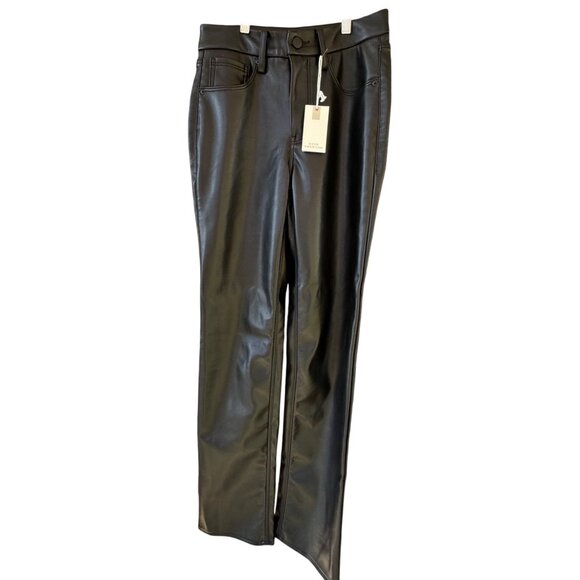 NWT Good American Womens Size 2/26 Black Faux Leather Straight Leg Pocket Pants - Picture 2 of 11